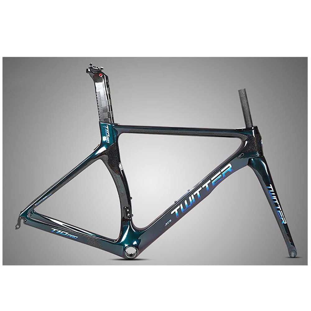 HIMALO 700C Carbon Road Bike Frameset C Brake Wind Breaking Racing Frame 46/48/50/52/54cm 100/130mm QR Frame Internal Routing(Black,46CM)