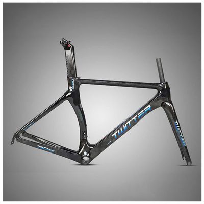 HIMALO Carbon Road Bike Frameset 700C Wind-Breaking Racing Frame 46/48/50/52/54cm QR 100/130mm C Brake Frame with Fork and Seat Tube(Black,52CM)