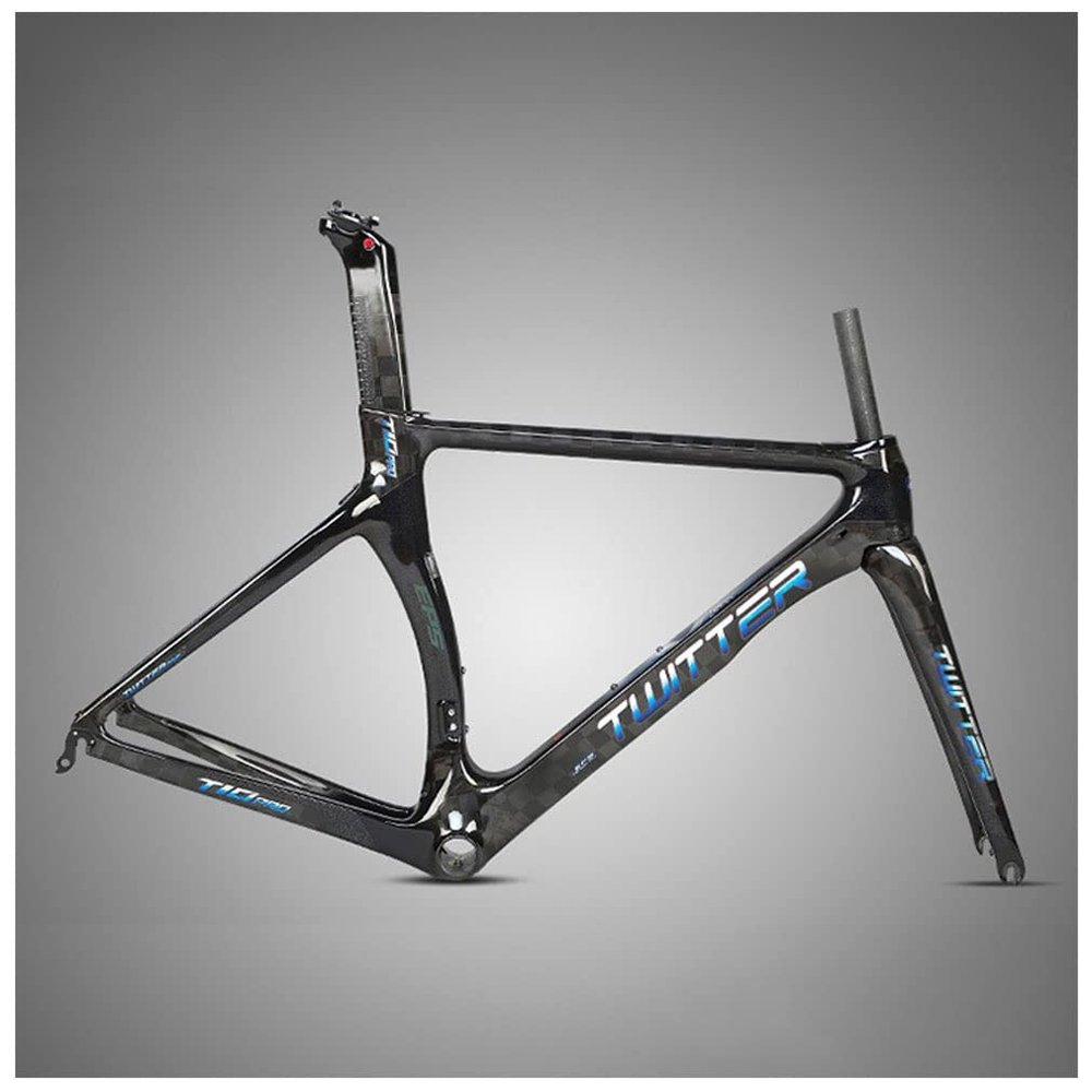 HIMALO Carbon Road Bike Frameset 700C Wind-Breaking Racing Frame 46/48/50/52/54cm QR 100/130mm C Brake Frame with Fork and Seat Tube(Black,52CM)