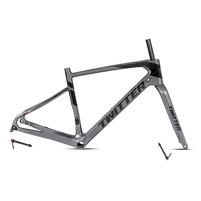 HIMALO Carbon Road Bike Frameset Disc Brake 700C Off-Road Racing Frame 45/48/51/54cm Front 100mm Rear 142mm Thru Axle Frame Set(Dark Gray,45CM)
