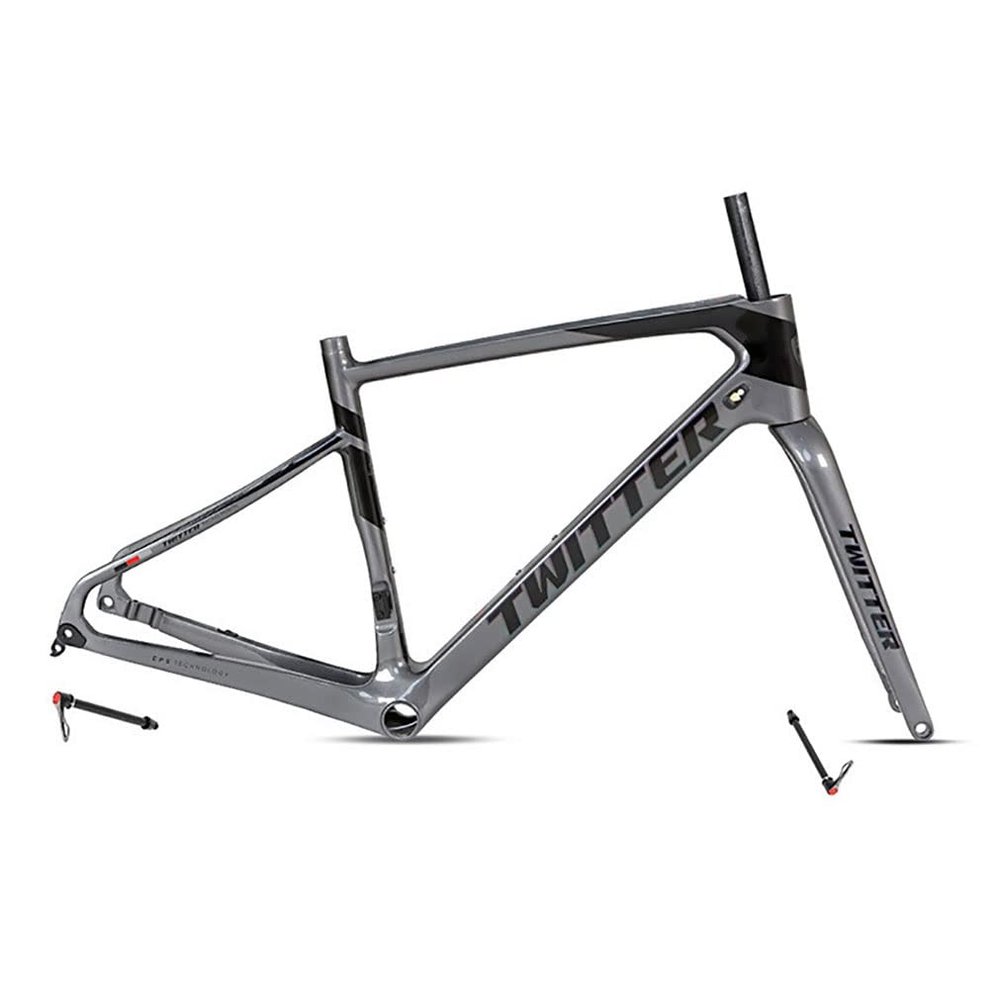 HIMALO Carbon Road Bike Frameset Disc Brake 700C Off-Road Racing Frame 45/48/51/54cm Front 100mm Rear 142mm Thru Axle Frame Set(Dark Gray,45CM)