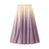 LIXINGHEITANG Pleated Skirt for Women Elastic Waist Mid- A-line Loose Skirts Clothing s5 Purple M view 1