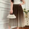 LIXINGHEITANG Pleated Skirt for Women Elastic Waist Mid- A-line Loose Skirts Clothing s5 Purple M view 2