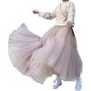 LIXINGHEITANG Fluffy Elastic Waist Skirts Long Loose Pleated Thin Skirt Women Summer s3 Pink8 M view 1