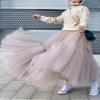 LIXINGHEITANG Fluffy Elastic Waist Skirts Long Loose Pleated Thin Skirt Women Summer s3 Pink8 M view 2