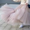 LIXINGHEITANG Fluffy Elastic Waist Skirts Long Loose Pleated Thin Skirt Women Summer s3 Pink8 M view 3