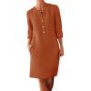 xoxingysm Womens Spring Summer Maxi Dresses Cotton Linen Dressy Blouses Shift Dress for Women V Neck Rull Up Long Sleeves Solid Loose Casual Flowy Summer Dresses Beach Coverups view 1