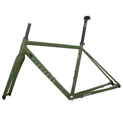 HIMALO 700C Road Bike Frameset Aluminum Alloy Disc Brake Frame BSA68 44/47/50/53/56CM Thru Axle 12X100mm/12X142mm, with Carbon Fork(Green,53cm)