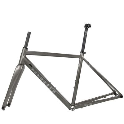 HIMALO 700C Road Bike Frameset Aluminum Alloy Disc Brake Frame BSA68 44/47/50/53/56CM Thru Axle 12X100mm/12X142mm, with Carbon Fork(Silver,50cm)