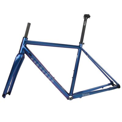 HIMALO 700C Road Bike Frameset Aluminum Alloy Disc Brake Frame BSA68 44/47/50/53/56CM Thru Axle 12X100mm/12X142mm, with Carbon Fork(Purple,50cm)