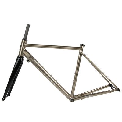 HIMALO Disc Brake Road Bike Frameset 700C Cr-Mo Steel Frame Thru Axle 100/142mm 28c Fat Tires Bicycle Frame 44/47/50/53/56CM(Titanium,47cm)