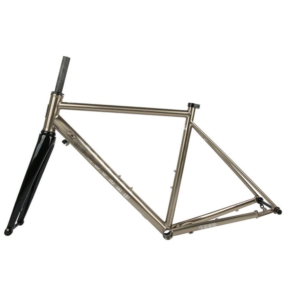 HIMALO Disc Brake Road Bike Frameset 700C Cr-Mo Steel Frame Thru Axle 100/142mm 28c Fat Tires Bicycle Frame 44/47/50/53/56CM(Titanium,47cm)