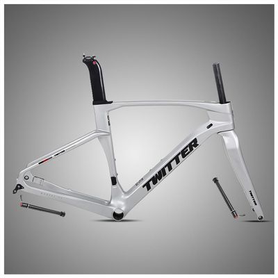 HIMALO Carbon Gravel Bike Frameset 700c Road Bike Frame 45/48/51/54cm Lightweight Disc Brake Frame Set Thru Axle F12x100mm/R12x142mm Internal Routing(Silver,54CM)