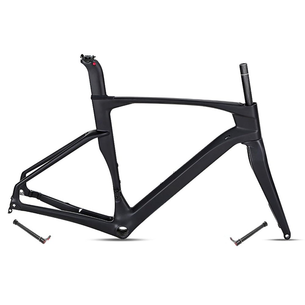 HIMALO Carbon Road Bike Frameset 700c Disc Brake Racing Frame 43.5/46/48/50/52/54CM F12x100/R12x142mm Thru Axle Frame Lightweight(54CM)