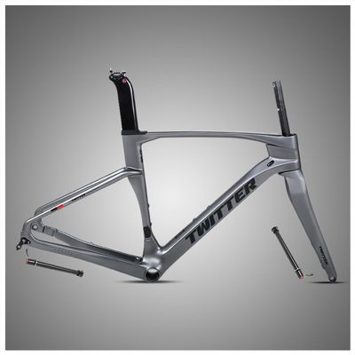 HIMALO Carbon Gravel Bike Frameset 700c Road Bike Frame 45/48/51/54cm Lightweight Disc Brake Frame Set Thru Axle F12x100mm/R12x142mm Internal Routing(Dark Gray,51CM)