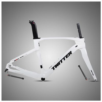 HIMALO Carbon Gravel Bike Frameset 700c Road Bike Frame 45/48/51/54cm Lightweight Disc Brake Frame Set Thru Axle F12x100mm/R12x142mm Internal Routing(White,45CM)