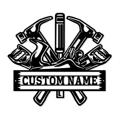 Personalized Workshop Name Metal Sign, Custom Tools Centerpiece, Tools Wall Decor,Repair Tools Decoration, Custom Workshop Name Sign,Custom Garage Sign Name,Tool Sign,Mechanic Sign Dad Gift (Style-19)