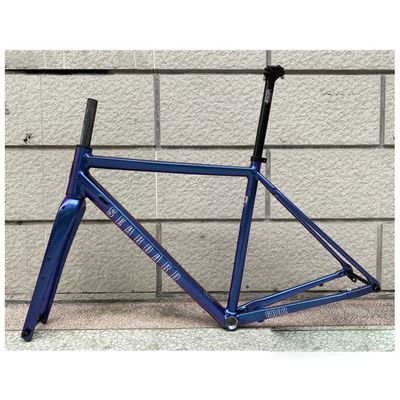 HIMALO Aluminum Alloy Road Bike Frameset 700C Disc Brake Frame + Carbon Fork 12X100mm/12X142mm Thru Axle Frame Set 44/47/50/53/56CM BSA68(Purple,50cm)
