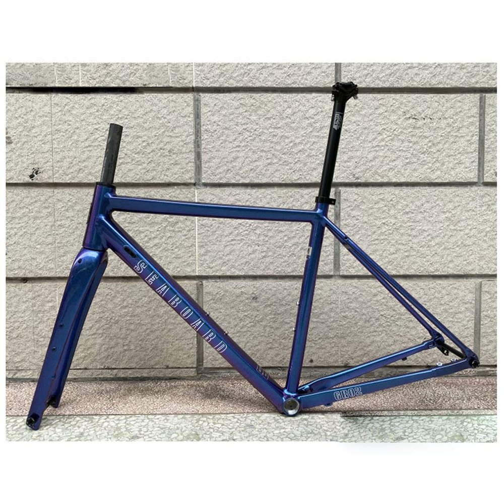 HIMALO Aluminum Alloy Road Bike Frameset 700C Disc Brake Frame + Carbon Fork 12X100mm/12X142mm Thru Axle Frame Set 44/47/50/53/56CM BSA68(Purple,50cm)