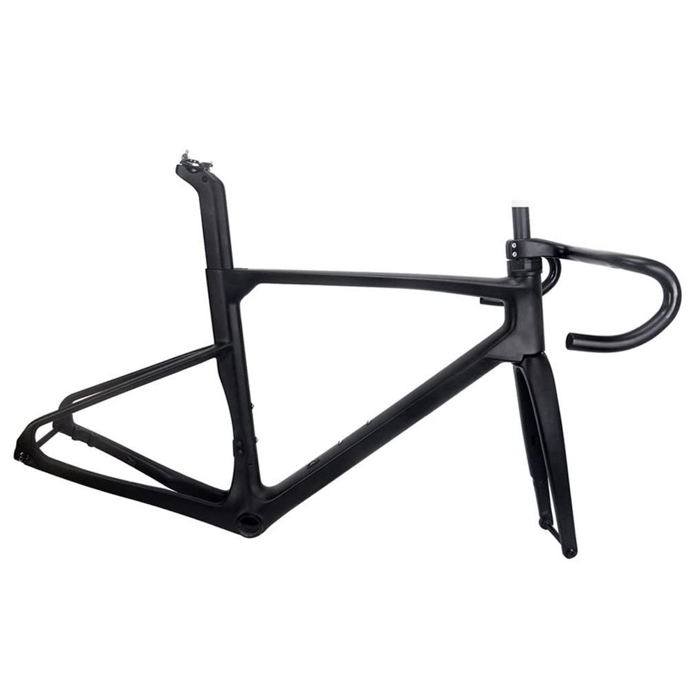 HIMALO Disc Brake Road Bike Frameset 48/50/52/54CM Carbon Racing Frame Set Thru Axle 100/142mm Internal Routing Frame,with Fork Handlebar Headset(54cm)