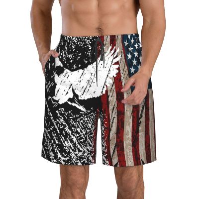 Klainlcly Eagle American Flag Mens Swim Trunks Swimwear Quick Dry Swimsuits Beach Shorts with Pockets XX-Large
