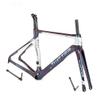 HIMALO 700c Road Bike Frameset Disc Brake Discoloration Carbon Racing Frame 46/48/50/52/54CM 100/142mm Thru Axle Frame with Fork and Headset(Silver,50CM)