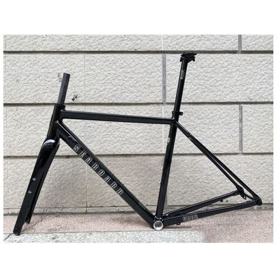 HIMALO Aluminum Alloy Road Bike Frameset 700C Disc Brake Frame + Carbon Fork 12X100mm/12X142mm Thru Axle Frame Set 44/47/50/53/56CM BSA68(Black,47cm)