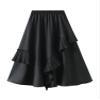 LIXINGHEITANG Irregular Ruffle Skirt Women Middle and Long Slim A-line Loose Elastic Waist Party Patchwork Skirts Spring s1 Black8 M view 3