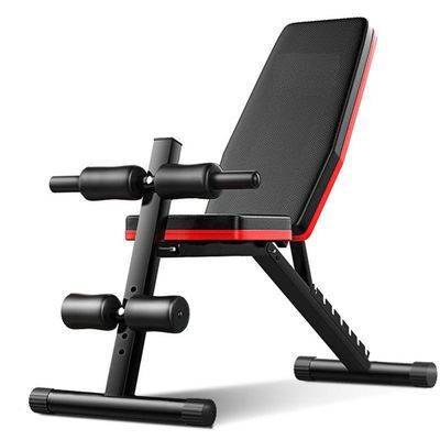 DJXIK Folding Thickened Pipe Weightlifting Bench Fitness Bench with Resistance Band Multifunctional Stool Home Fitness Equipment Suitable for Full Body Exercise Bearing 300KG