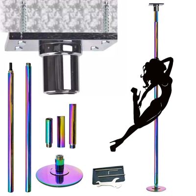 Adjustable Height Spinning Pole Pole Dance Pole for Home, Spinning Stripper Poles with Ceiling Plates, 45mm Steel Pole Heavy Duty, Fitness Equipment for Studio Pub Party(2.24m-2.75m(7.3ft-9ft))