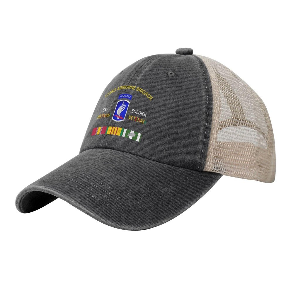 173rd Airborne Brigade Vietnam Veteran - Sky Soldier Cowboy Hat Trucker Mesh Baseball Cap: Comfortable & Sturdy Headwear for Outdoor Black86