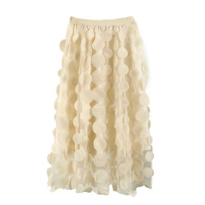 LIXINGHEITANG Flower A-line Skirt for Women Elastic Waist Color Stitching Party Clothing Autumn s9 M