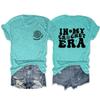 in My Crochet Era Shirt Womens Funny Knitting Lover T Shirt Gift for Crochet Lover Letter Print Yarn Graphic Tee Blue view 1