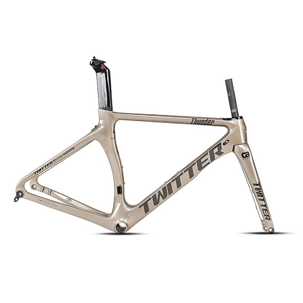 HIMALO Carbon Road Bike Frameset 46/48/50/52/54cm Wind-Breaking Disc Brake Frame Lightweight 100/142mm Thru Axle Frame Internal Routing  for 700c Wheels(Titanium,48CM)