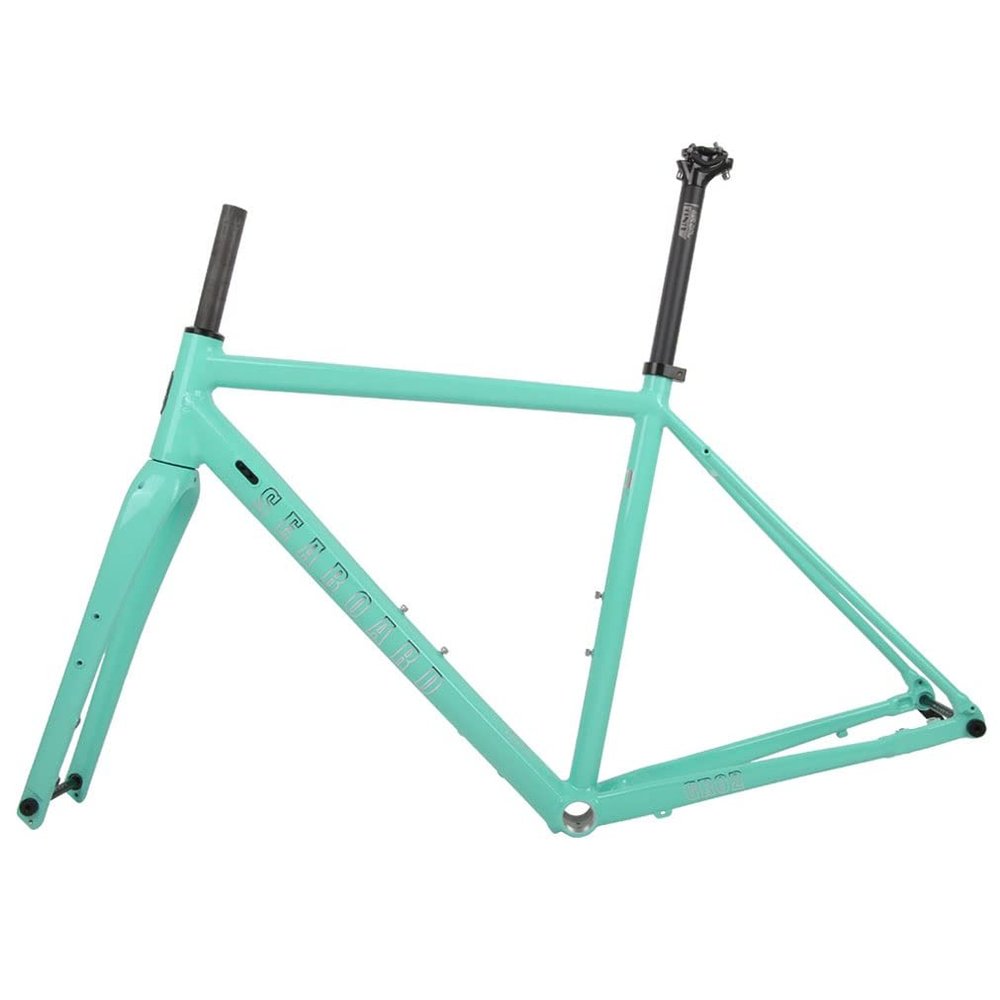 HIMALO 700C Road Bike Frameset Aluminum Alloy Disc Brake Frame BSA68 44/47/50/53/56CM Thru Axle 12X100mm/12X142mm, with Carbon Fork(Blue,44cm)