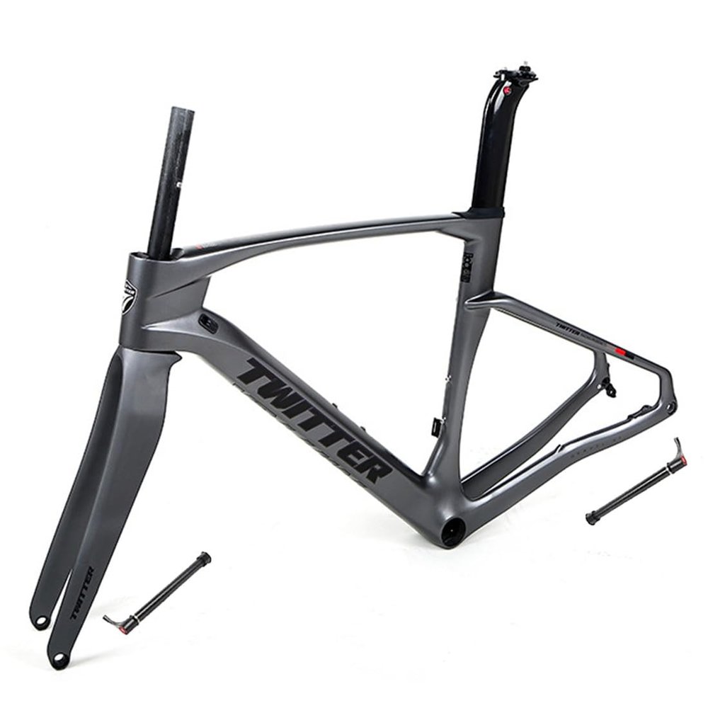HIMALO 700c Carbon Road Bike Frameset Disc Brake Gravel Bike Frame 45/48/51/54cm Lightweight Internal Routing Frame Thru Axle F12x100mm/R12x142mm(45CM)