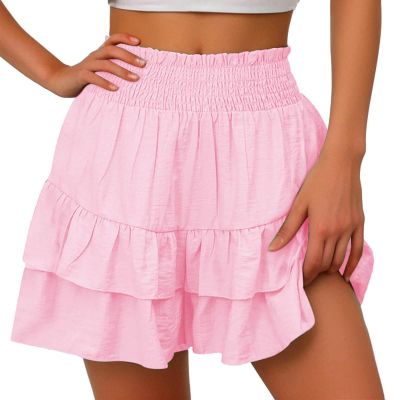 The Clearance,Shorts for Women, Bermuda Shorts for Women 2152 Summer High Waisted Ruffle Shorts Floral Pleated Hem Casual Pants, The,L,H