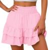 The Clearance,Shorts for Women, Bermuda Shorts for Women 2152 Summer High Waisted Ruffle Shorts Floral Pleated Hem Casual Pants, The,L,H view 2