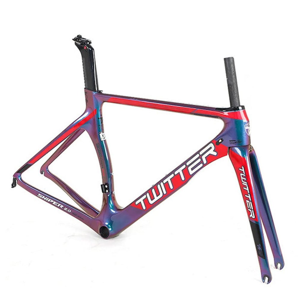 HIMALO C Brake Road Bike Frameset Carbon Wind Breaking Racing Frame 46/48/50/52/54cm Internal Routing Frame QR 100/130mm Red Frame Set(46CM)