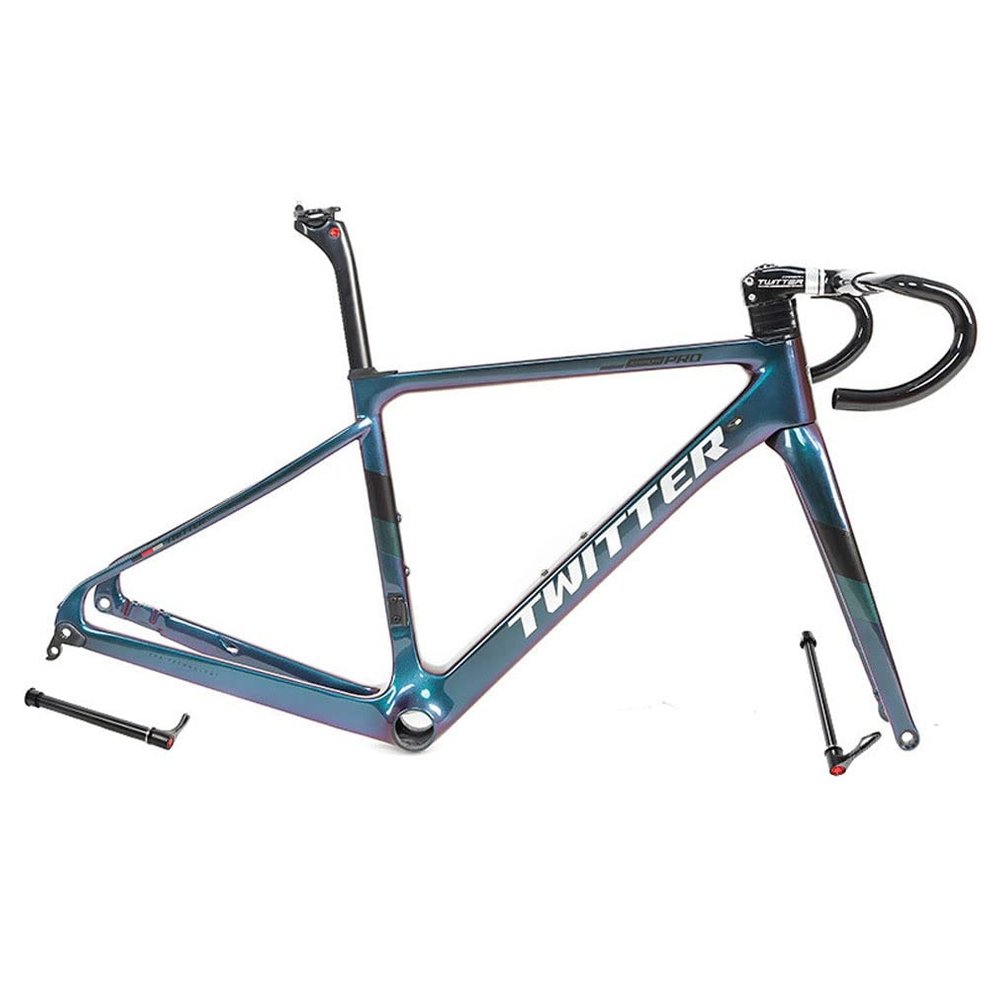 HIMALO Carbon Road Bike Frameset 700c Disc Brake Bike Frame Full Internal Routing Discoloration Frame Set 45/48/51/54CM Thru Axle 100/142mm(Silver,54CM)