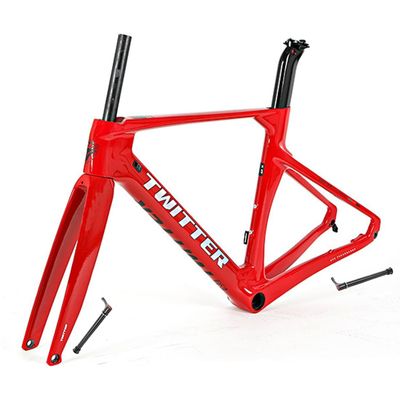 HIMALO Carbon Road Bike Frameset 700c Lightweight Race Bike Frame 46/48/50/52/54/56cm Disc Brake Frame Thru Axle F12x100mm/R12x142mm Internal Routing(46CM red)