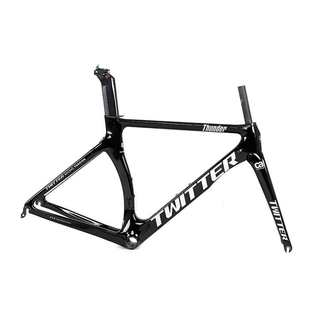 HIMALO C Brake Road Bike Frameset Carbon Fiber Wind Breaking Racing Frame 46/48/50/52/54cm Internal Routing Frame QR 100mm/130mm(Black,54cm)