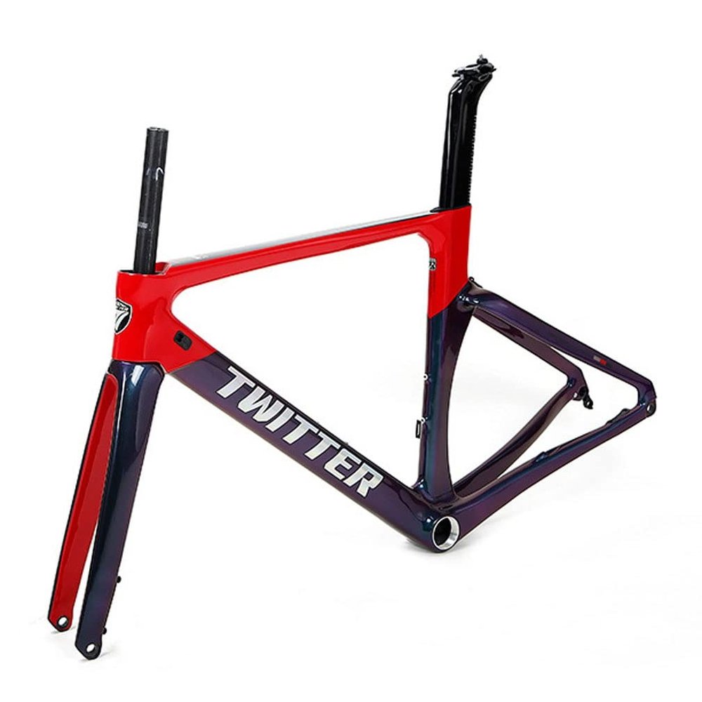 HIMALO Carbon Road Bike Frameset 700c Wind-Breaking Racing Frame 46/48/50/52/54cm 100/142mm Thru Axle Frame Disc Brake Internal Routing Lightweight Red(54CM)