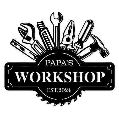 Personalized Workshop Name Metal Sign, Custom Tools Centerpiece, Tools Wall Decor,Repair Tools Decoration, Custom Workshop Name Sign,Custom Garage Sign Name,Tool Sign,Mechanic Sign Dad Gift (Style-2)