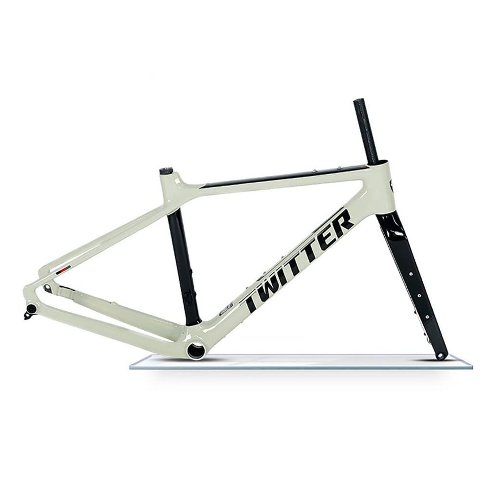 HIMALO Carbon Fiber Road Bike Frameset Off-Road Racing Disc Brake Frame 46/49/52/55cm Thru Axle 100/142mm Can Carry A Variety of Outdoor Gear(Skin Color,46cm)