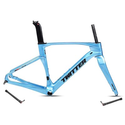 HIMALO Gravel Bike Frameset 700c Carbon Road Bike Frame 45/48/51/54cm Thru Axle F12x100mm/R12x142mm Disc Brake Frame Internal Routing Lightweight(Blue,51CM)