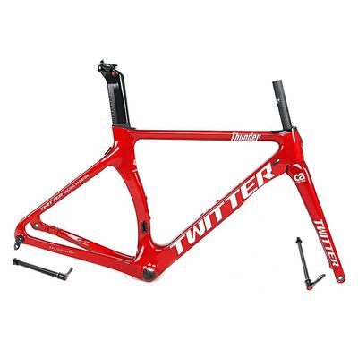 HIMALO 700c Road Bike Frameset Thru Axle 100/142mm Lightweight Carbon Disc Brake Frame 46/48/50/52/54cm Wind-Breaking Frame Internal Routing(Red,54CM)