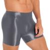 Moily Mens Glossy Sports Tights Spandex Biker Shorts Shiny Seamless Workout Compression Shorts Grey X-Large view 2
