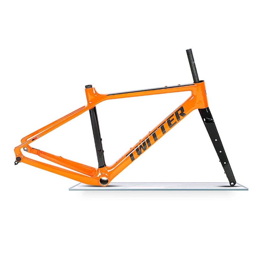 HIMALO Carbon Fiber Road Bike Frameset Off-Road Racing Disc Brake Frame 46/49/52/55cm Thru Axle 100/142mm Can Carry A Variety of Outdoor Gear(Orange,49cmc)
