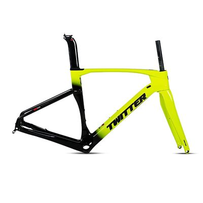 HIMALO Disc Brake Road Bike Frameset Lightweight Carbon Racing Frame 45/48/51/54cm 100/142mm Thru Axle Climbing Cross-Country(Yellow,48CM)